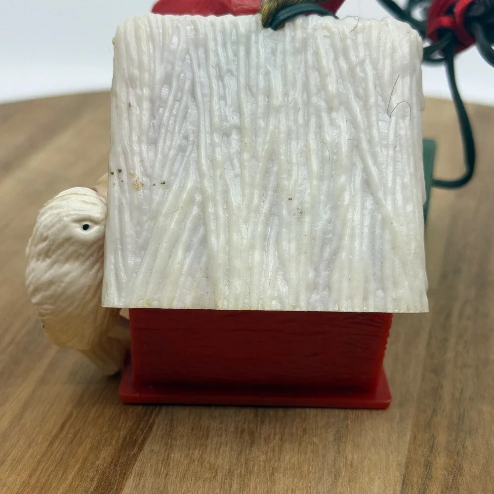 Radiant Chirping Birdhouse Christmas‎ Ornament 50-70s Red Vintage Cardinal